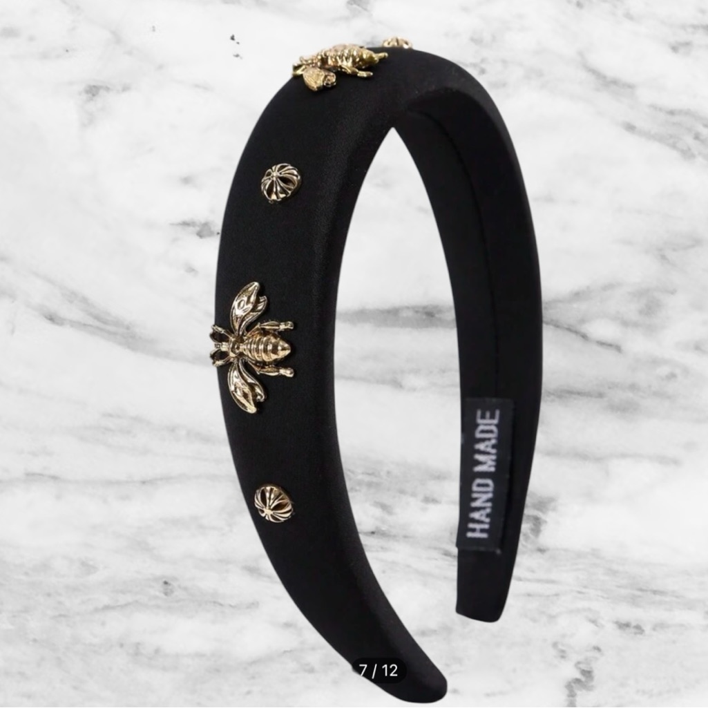 Brand New  Black Headband With Bees